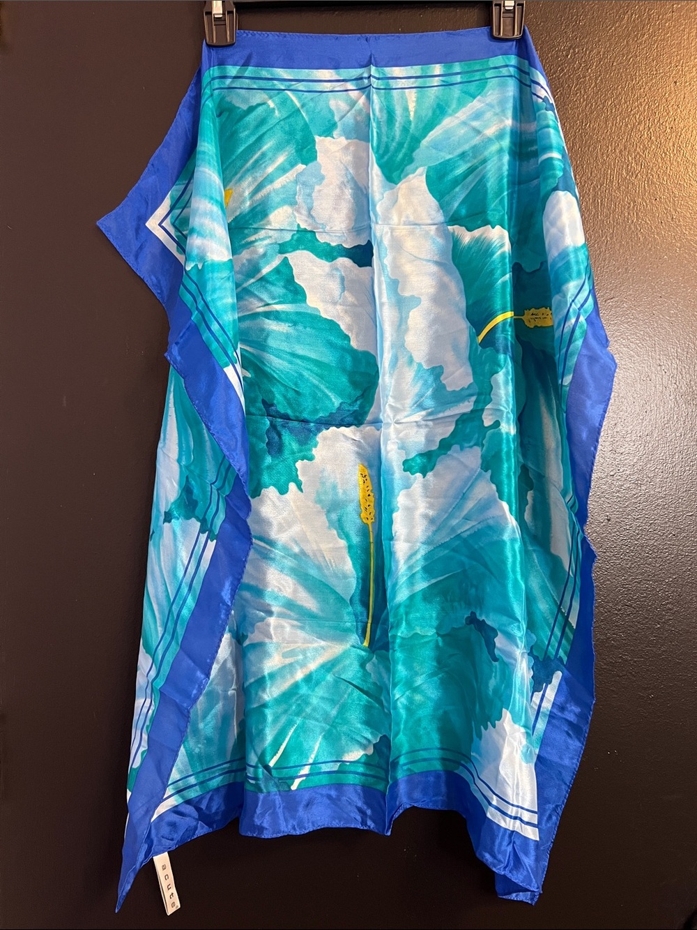 ACUTE Vintage Blue & Teal Floral Pure Silk Scarf